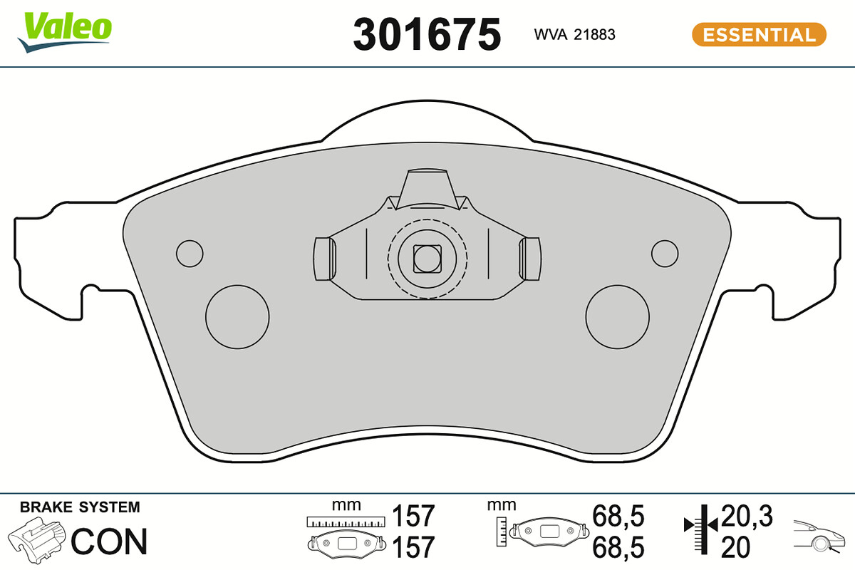 Jeu de 4 plaquettes de frein VALEO ref. 301675